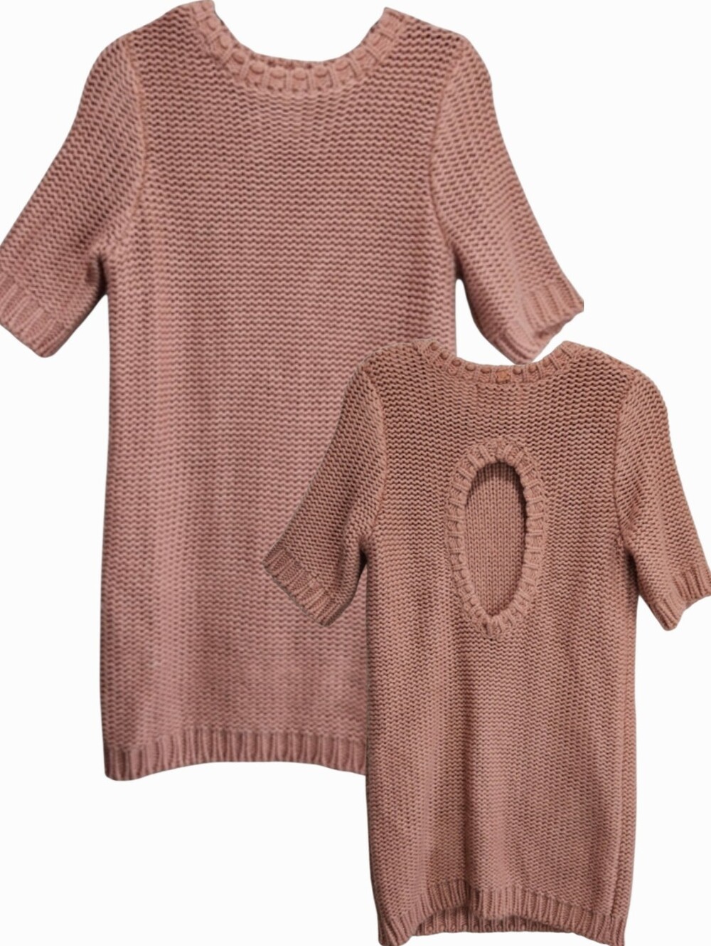 For Love & Lemons Knitz Women's Pink Knit Crochet Sweater Dress Size Medium*